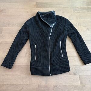 IRO Chelane Black Waffle Knit Leather Trimmed Jacket
